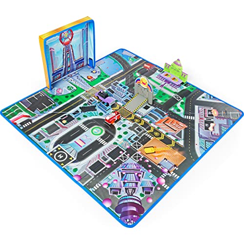 PAW PATROL La Patrulla Canina True Metal - Kit de Alfombra de Juego y 2 Coches de Metal de la película, Compatible con vehículos 1:55 True Metal a Partir de 3 años