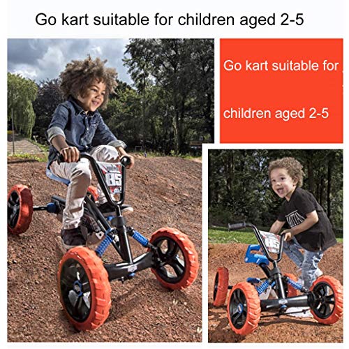 Pedal niños Go-Kart-Ride en el Coche, Asiento Ajustable, neumáticos de Caucho - apropiado for 2 a 5 años de Edad Muelle de amortiguación-Bold (Color : Blue, Size : 83 * 49 * 50cm)