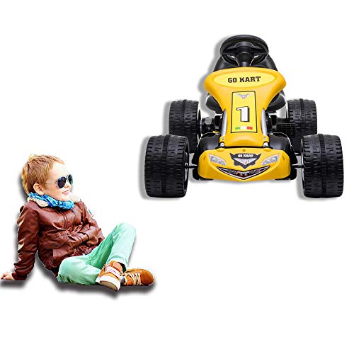 Pedales para niños Go Karts Powered bicicleta de 4 ruedas Racer juguete Stealth Pedal Powered Outdoor Beach Racer (amarillo, 03)