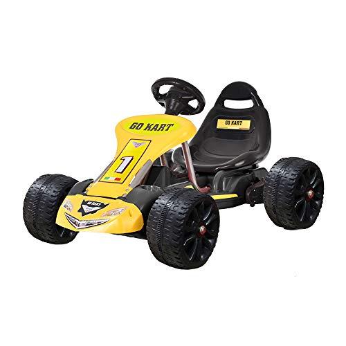 Pedales para niños Go Karts Powered bicicleta de 4 ruedas Racer juguete Stealth Pedal Powered Outdoor Beach Racer (amarillo, 03)