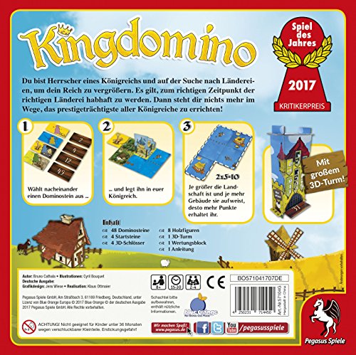 Pegasus Kingdomino, Brettspiel Estrategia - Juego de tablero (Brettspiel, Estrategia, 15 min, 30 min, 8 año(s), Alemán, Multicolor) , color/modelo surtido