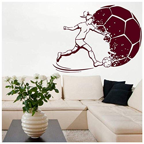 Pegatinas de fútbol para mujer, pegatinas de fútbol para deportes, cascos, para niña, niños, nombre de habitación, carteles de vinilo, pegatinas de fútbol, 58 x 77 cm