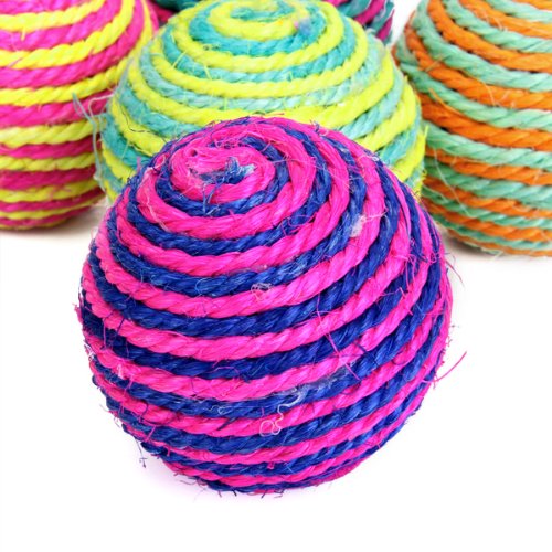 Pelota de sisal Sodial® juguete sonajero para mascotas, rascador para gato