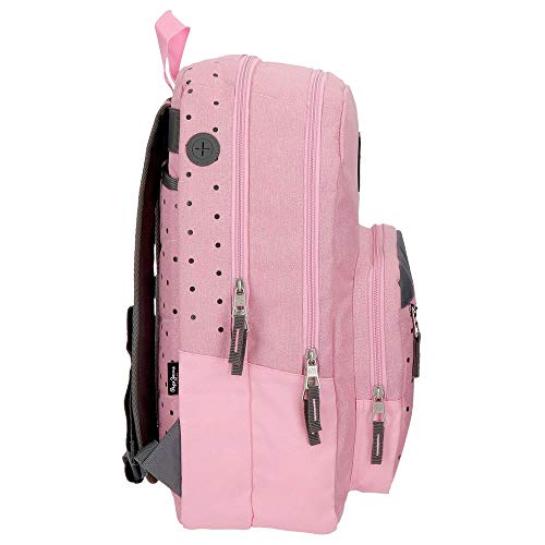 Pepe Jeans Molly Mochila Doble Cremallera, Rosa, 44 cm