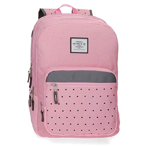 Pepe Jeans Molly Mochila Doble Cremallera, Rosa, 44 cm