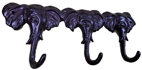 Perchero elefante 29 x 12 x 3 cm metal hierro fundido gancho toallero figura decoración F03