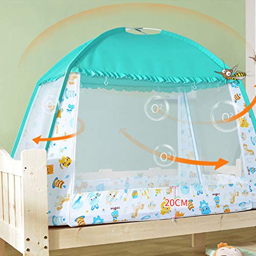 perfeclan Mosquitero Dosel de Cama Infantil Carpa de Cuna de Bebés Plegable Portable para Viaje Parque Playa - Azul, 90x170cm