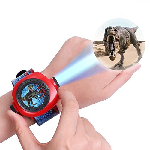 persiverney-AT Reloj para niños Reloj de Pulsera Digital con proyector de Dinosaurio de 24 imágenes Reloj Inteligente con proyector de imágenes de Pared Educativo Divertido Interacción Entre Padres