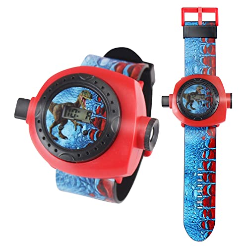 persiverney-AT Reloj para niños Reloj de Pulsera Digital con proyector de Dinosaurio de 24 imágenes Reloj Inteligente con proyector de imágenes de Pared Educativo Divertido Interacción Entre Padres