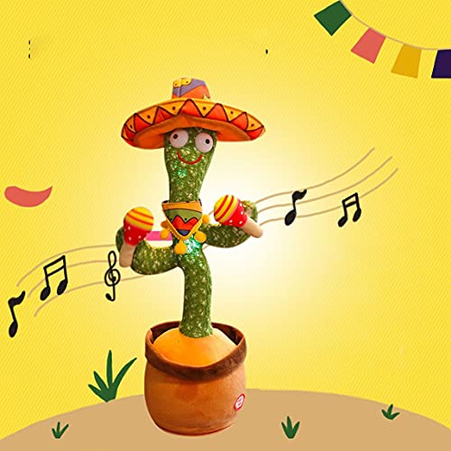 Petrichori Cactus bailarín de Peluche de Juguete 32cm Cactus de Juguete Cantar Canciones Cactus de Juguete electrónico Cactus tembloroso Decoración Infantil - Marrón + Verde Versión en inglés 32Cm