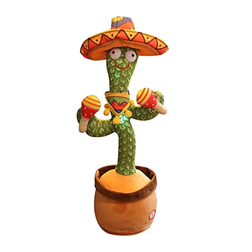 Petrichori Cactus bailarín de Peluche de Juguete 32cm Cactus de Juguete Cantar Canciones Cactus de Juguete electrónico Cactus tembloroso Decoración Infantil - Marrón + Verde Versión en inglés 32Cm