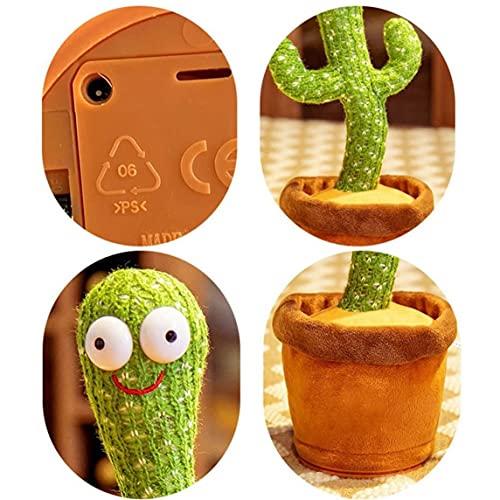 Petrichori Cactus bailarín de Peluche de Juguete 32cm Cactus de Juguete Cantar Canciones Cactus de Juguete electrónico Cactus tembloroso Decoración Infantil - Marrón + Verde Versión en inglés 32Cm