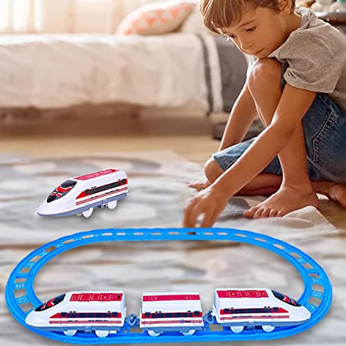 PETUFUN Juguete de tren eléctrico, tren de locomotoras de acción a pilas | Juguetes de pista divertidos con carro, montaje de Bricolaje, pista redonda o ovalada para niños mayores de 3 años