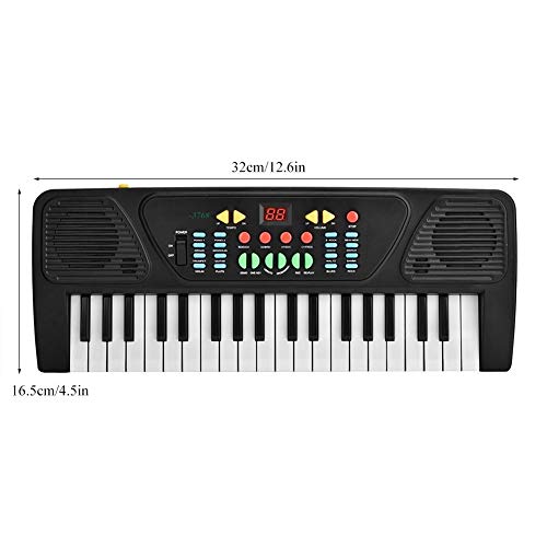 Piano eléctrico para niños, 37 teclas, rompecabezas, instrumento eléctrico, teclado de piano, juguete digital con micrófono para 3-12 años de edad (con batería)