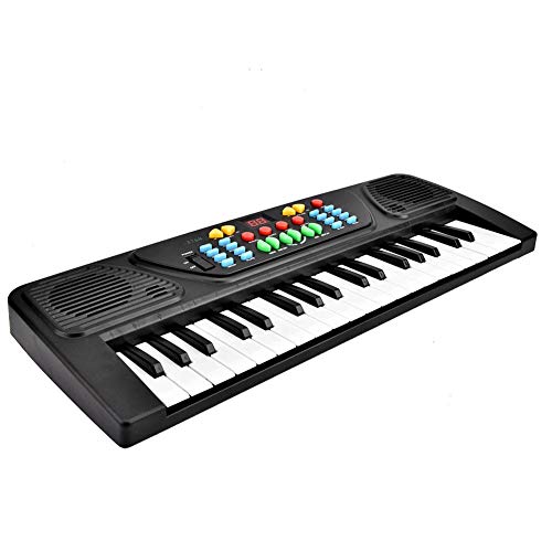 Piano eléctrico para niños, 37 teclas, rompecabezas, instrumento eléctrico, teclado de piano, juguete digital con micrófono para 3-12 años de edad (con batería)