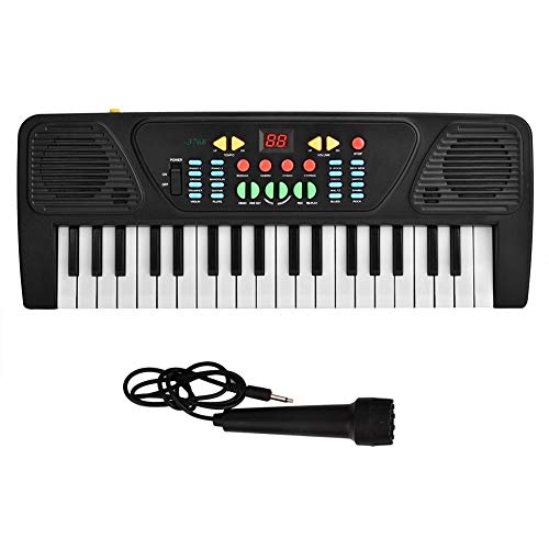 Piano eléctrico para niños, 37 teclas, rompecabezas, instrumento eléctrico, teclado de piano, juguete digital con micrófono para 3-12 años de edad (con batería)