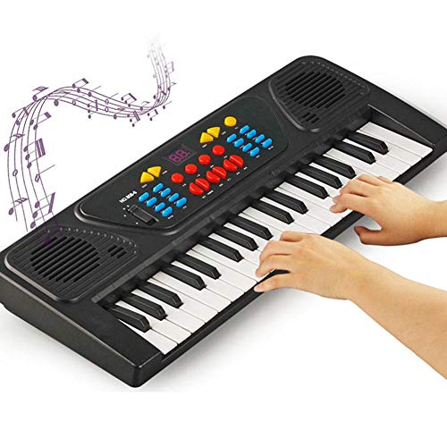 Piano eléctrico para niños, 37 teclas, rompecabezas, instrumento eléctrico, teclado de piano, juguete digital con micrófono para 3-12 años de edad (con batería)