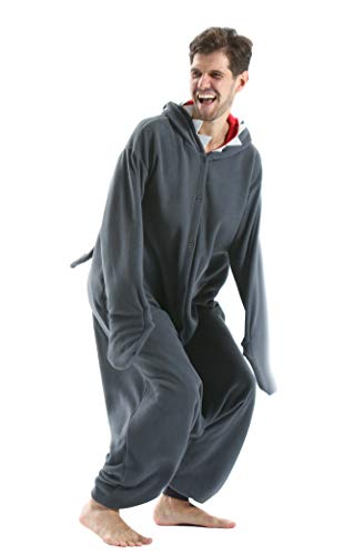 Pijama Animal Entero Unisex para Adultos con Capucha Cosplay Pyjamas Ropa de Dormir Kigurumi Traje de Disfraz para Festival de Carnaval Halloween Navidad Tiburón