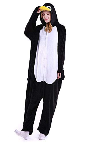 Pijama completo de animales unisex para adultos, disfraz de carnaval, Halloween, pijamas Cosplay para mujer y hombre, Pingüino, M