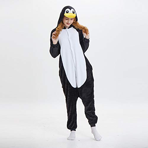 Pijama completo de animales unisex para adultos, disfraz de carnaval, Halloween, pijamas Cosplay para mujer y hombre, Pingüino, M