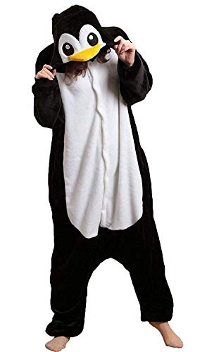 Pijama completo de animales unisex para adultos, disfraz de carnaval, Halloween, pijamas Cosplay para mujer y hombre, Pingüino, M