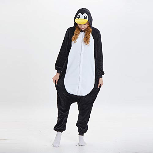 Pijama completo de animales unisex para adultos, disfraz de carnaval, Halloween, pijamas Cosplay para mujer y hombre, Pingüino, M