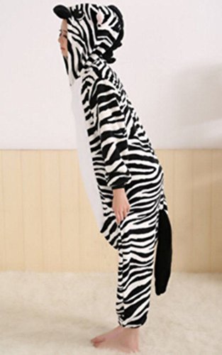 Pijama Kigurumi - Confeccionado en una pieza - Ideal incluso como disfraz de animal para carnaval, Halloween, fiestas cosplay, suave y cómodo de usar Cebra Small