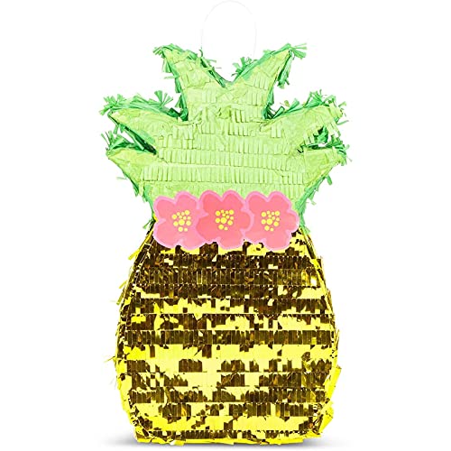 Piñata de piña para Luau hawaiano y fiestas tropicales (16,5 x 9,7 pulgadas)