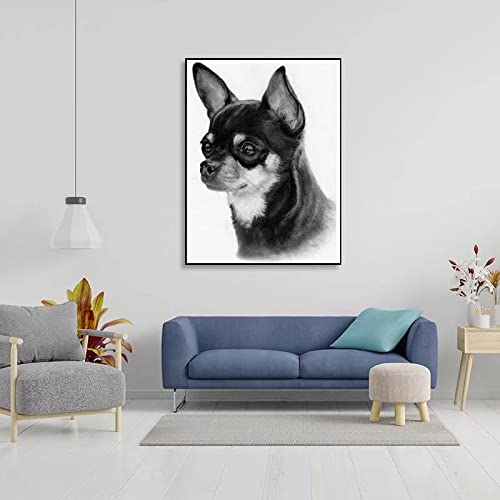 Pintura Por Números Animal De Perro Chihuahua Diy Pintura Lienzo Para Dibujar Con 3 Pinceles Y Colores Brillantes 50X60Cm Sin Marco