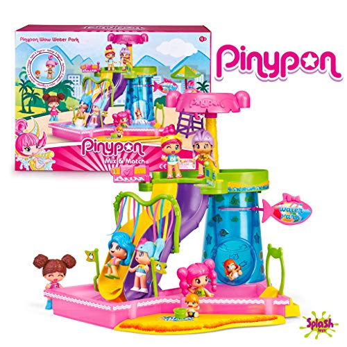 Pinypon Wow Water Park, Parque Acuático (Famosa 700015562) + Pack 4 Figuras New Look, A Partir De 4 Años (Famosa 700015571)