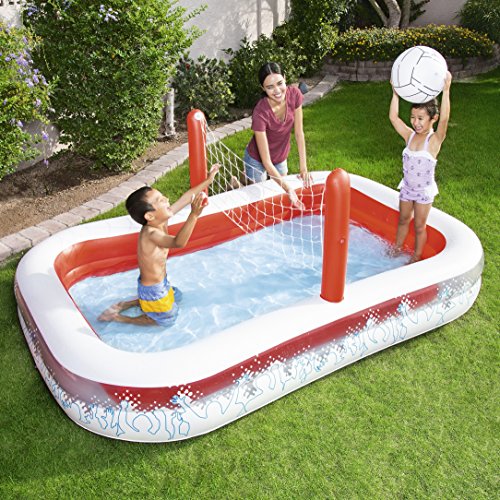 Piscina Hinchable Infantil con Red Voleibol Bestway Inflate-A-Volley 254x168x97 cm