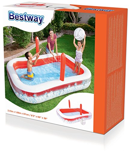 Piscina Hinchable Infantil con Red Voleibol Bestway Inflate-A-Volley 254x168x97 cm