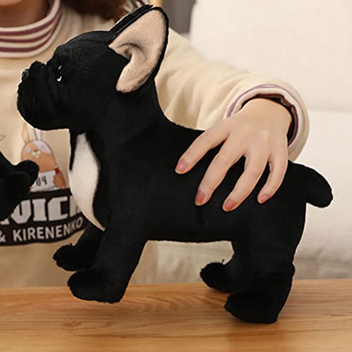 PJKOPK Perro de Juguete de Felpa Realista de 13 Pulgadas Bulldog Negro, Juguetes de Perro Cachorro de Animal de Peluche Suave, Lindos Regalos para niños, Adultos, cumpleaños, Navidad