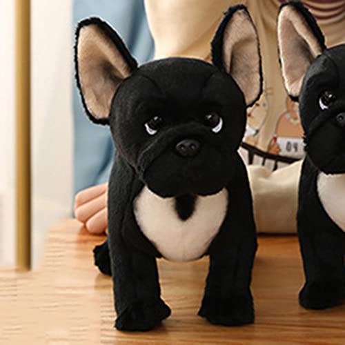 PJKOPK Perro de Juguete de Felpa Realista de 13 Pulgadas Bulldog Negro, Juguetes de Perro Cachorro de Animal de Peluche Suave, Lindos Regalos para niños, Adultos, cumpleaños, Navidad