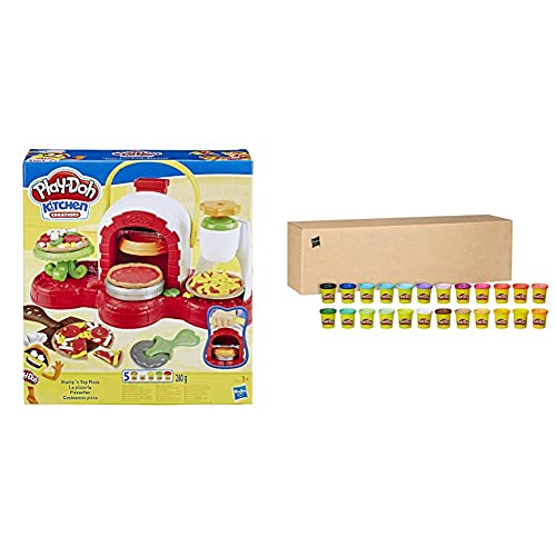 Play Doh -Cocina De Pizza, Multicolor, Talla Única Hasbro E4576Eu4 , Color/Modelo Surtido, Pack 24 Botes Hasbro 20383F03