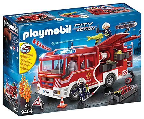 PLAYMOBIL City Action Parque De Bomberos con Efectos De Sonido, A Partir De 4 Años (9462) + City Action Camión De Bomberos con Luces Y Sonido, A Partir De 4 Años (9464)