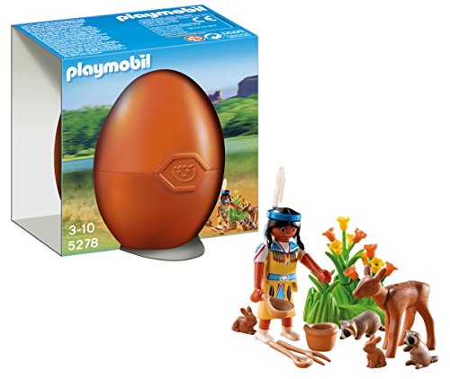 PLAYMOBIL Huevos - Nativa Americana con Animales del Bosque (5278)