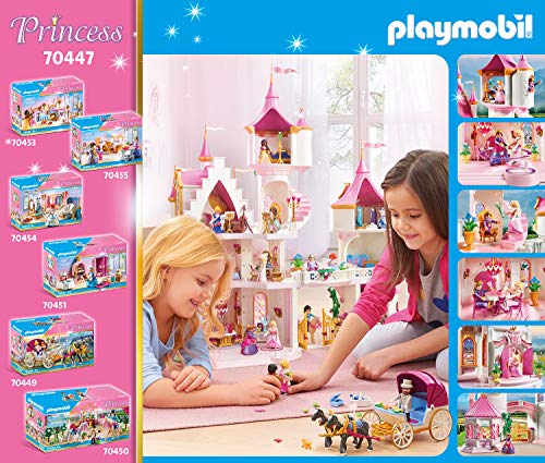 PLAYMOBIL Princess 70447 Gran Castillo de Princesas con Pista de Baile giratoria, A Partir de 4 años + 70449 Carruaje Romántico tirado por Caballos, A Partir de 4 años