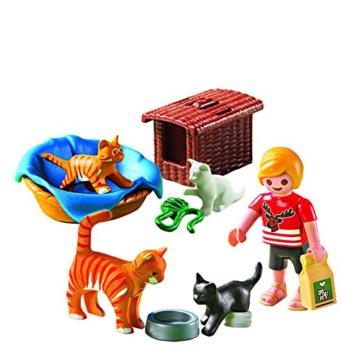 PLAYMOBIL Veterinaria - City Life Familia de Gatos con Cesta Playsets de Figuras de jugete 5535