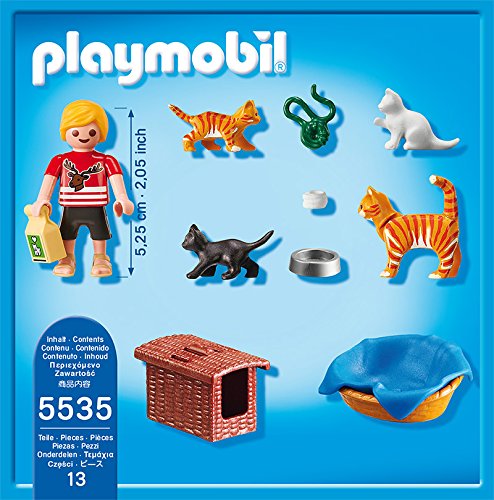 PLAYMOBIL Veterinaria - City Life Familia de Gatos con Cesta Playsets de Figuras de jugete 5535