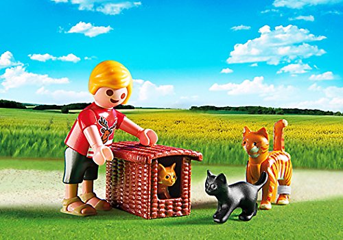 PLAYMOBIL Veterinaria - City Life Familia de Gatos con Cesta Playsets de Figuras de jugete 5535