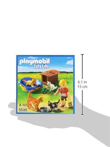 PLAYMOBIL Veterinaria - City Life Familia de Gatos con Cesta Playsets de Figuras de jugete 5535