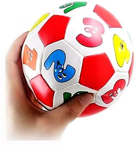 Plztou Balón de fútbol 10cm Educación temprana Fútbol Fútbol Deportes de fútbol Bola de Goma con el Aprendizaje Número de Alfabeto Mini Bola de estrés Toys Suaves de Peluche