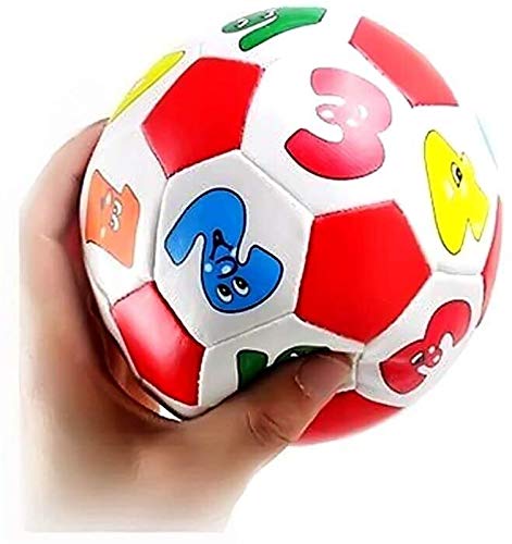 Plztou Balón de fútbol 10cm Educación temprana Fútbol Fútbol Deportes de fútbol Bola de Goma con el Aprendizaje Número de Alfabeto Mini Bola de estrés Toys Suaves de Peluche