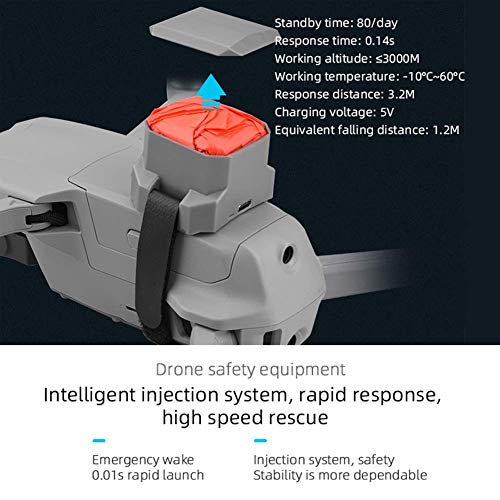 POHOVE Dron Paracaídas Proteger Dispositivo, Vuelo Seguridad Dispositivo para Dron, Anti Golpes Failure Protección Dron Paracaídas Inteligente para dji Mavic 2/Pro/Aire - Gris, Free Size