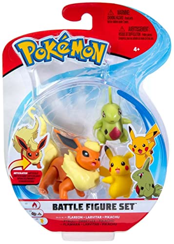 Pokemon Figuras 5-8 cm, 3-Pack – Pikachu, Flareon & Larvitar - Juguetes Pokemon Nueva 2021 – Figuras Pokemon - Licenciado Oficialmente Pokemon Juguetes