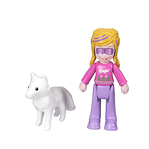 Polly Pocket Cofre con forma de zorro ártico, con muñeca y mascota, juguete para niñas y niños +4 años (Mattel GTM57)