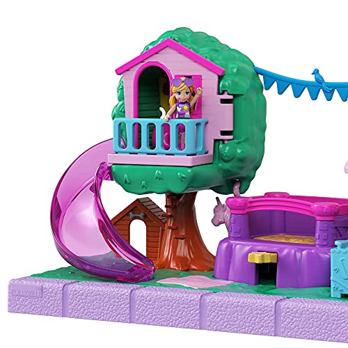 Polly Pocket Jardín Divertido Pollyville Set de juego con muñeca, mascota y accesorios, juguete +4 años (Mattel GTM67)