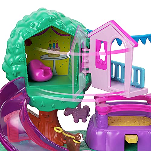 Polly Pocket Jardín Divertido Pollyville Set de juego con muñeca, mascota y accesorios, juguete +4 años (Mattel GTM67)