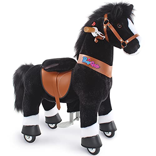 PonyCycle Oficial Modelo U 2021 Montar a Caballo Animal Que Camina con Ruedas (con Freno y Sonido / U3 para niños de 3-5 años) Caballo Negro Ux326